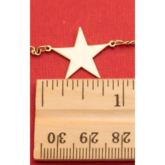 Minimalist Side Celestial Star Gold Tone Necklace 18 Inches F10 - Picture 3 of 3